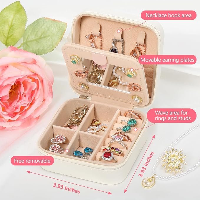 CHMI Travel Jewelry Case, White Travel Jewelry Box, Travel Jewelry Organizer, Travel Gifts for Women Girls, Jewelry Organizer Box, Birthday Gifts for Women, Christmas Gifts for Teens Girls - Initial Q - Image 2