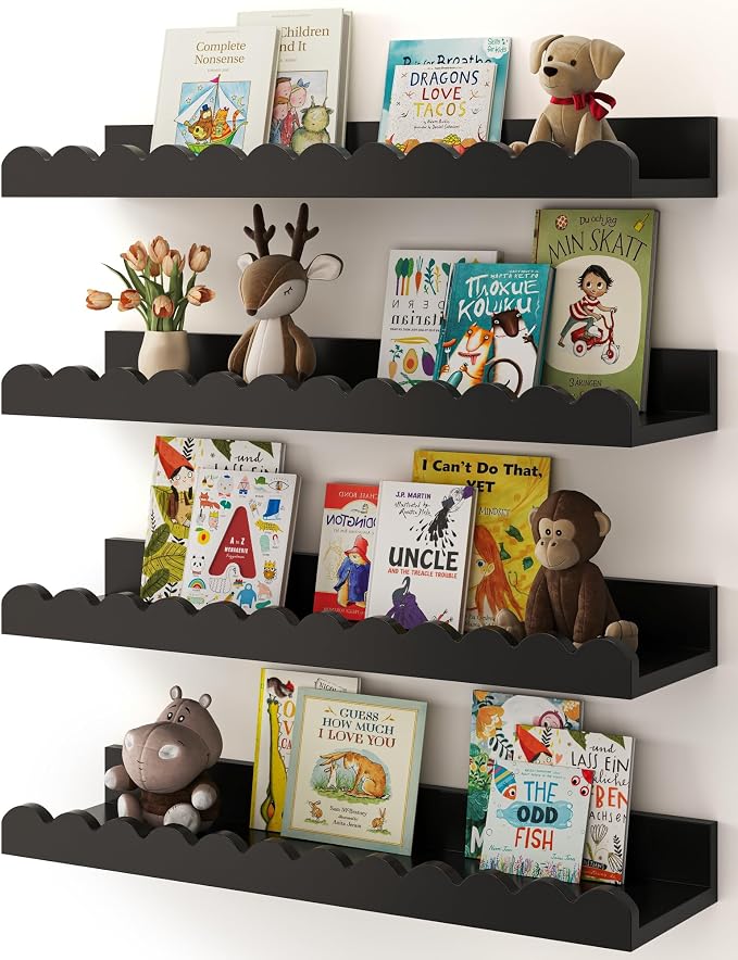 Shario Nursery Shelves (Black, 16.5 Inches) by Shario