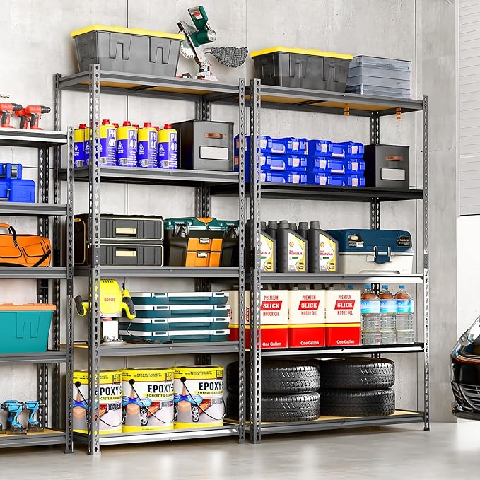 LEVELEVE 5-Tier Storage Shelving Unit, Metal, for Kitchen, Garage, Laundry Room, Adjustable, 30" L x 12" W x 60" H, Rectangular, 2 Pack - Image 5