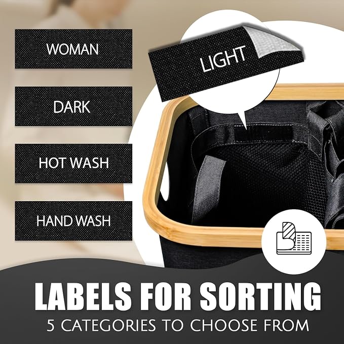 Hampers for Laundry Basket with Lid, 160L Extra Large 3 Section Clothes Divided Organizer for Bedroom, Laundry Room, Dirty Clothing Hamper, Black - Image 2