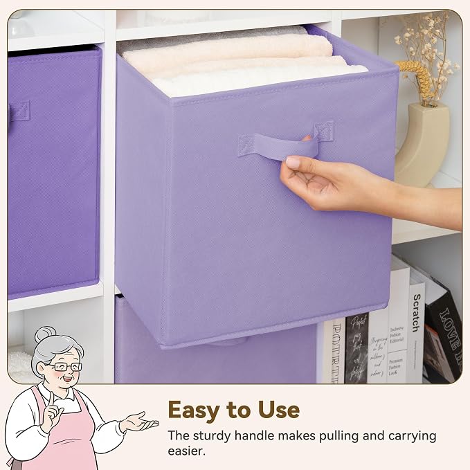 GRANNY SAYS Cube Storage Bins, 13 Inch Cube Storage Organizer, Fabric Storage Bins, Storage Cubes for Shelves, Closet, Purple Gradient, 6-Pack - Image 7