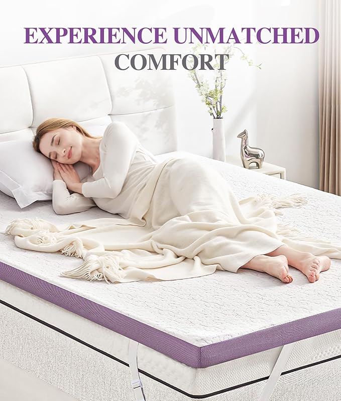 SINWEEK 3 Inch Firm Twin Mattress Topper with Cooling Gel Memory Foam & Ventilated Cover - Stretch Straps & Anti-Slip Bottom, CertiPUR-US Certified, Pressure Relief for Back/Stomach/Side Sleepers