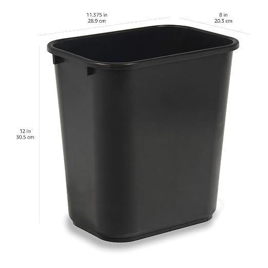 Amazon Basics Small Rectangular Commercial Office Wastebasket, Easy to Clean, 3 Gallon, Black, 2-Pack - Image 3