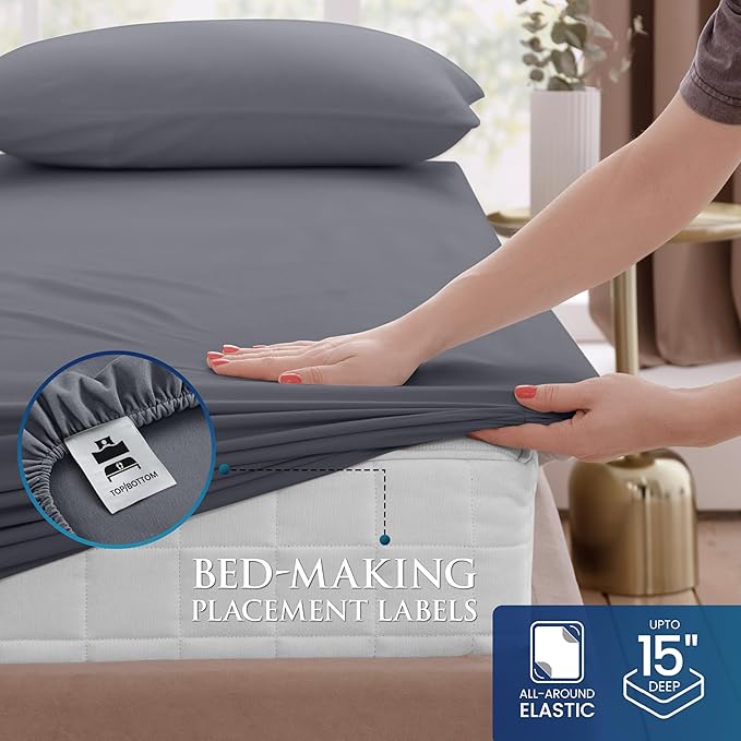 Utopia Bedding Twin XL Size 3 Piece Sheet Set - Brushed Microfiber - Soft Bed Sheets for Twin XL Bed - Includes 1 Fitted, 1 Flat, & 1 Pillow Case - Deep Pocket (Grey)