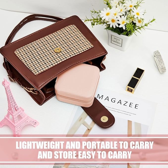 Taiyin Travel Jewelry Case, Bridesmaid Gifts Mini Jewelry Organizer, PU Leather Portable Earring Box for Women Girls - Image 4