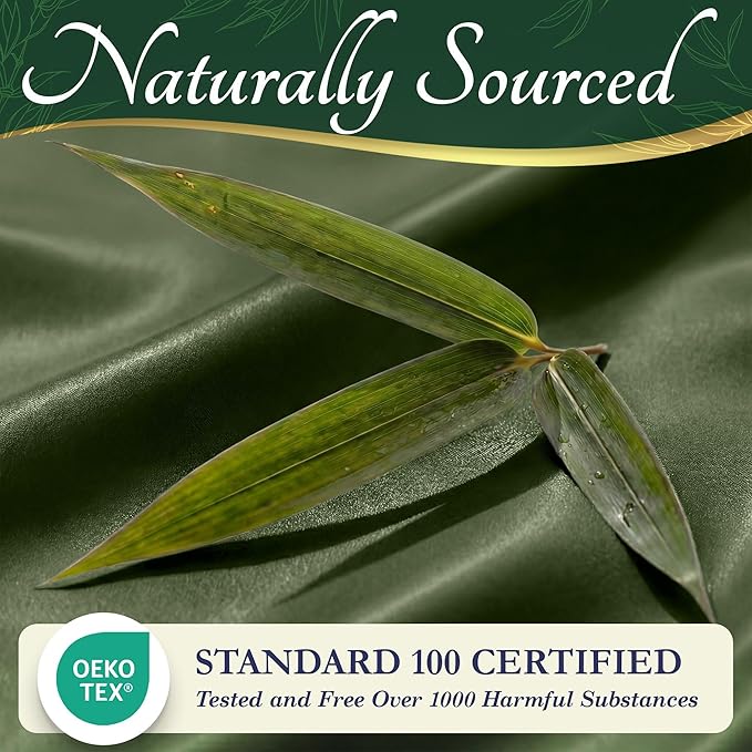 DECOLURE 100% Viscose Derived from Bamboo Sheets Twin Size - Luxury 4 Pc Naturally Cooling Sheets, Ultra Soft Bed Set - Deep 17" Pockets, Durable Double Stitching, Oeko Tex Standard (Olive)