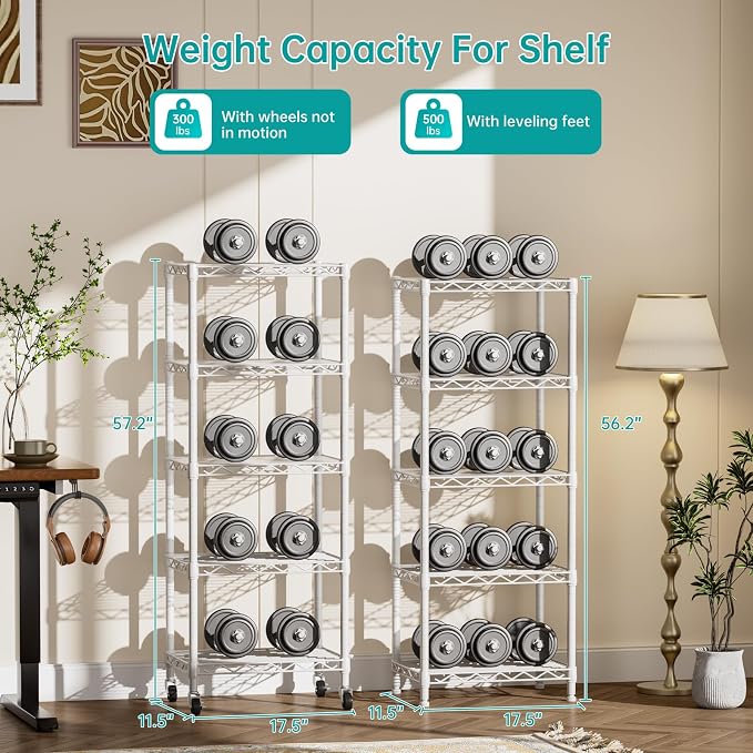 SINGAYE 6 Small Shelf Storage Wire Shelves Closet Bathroom Organizers Metal Pantry Kitchen Garage Shelving Unit Laundry Room Organization Home Narrow Rack Net Basket with Wheels White - Image 7