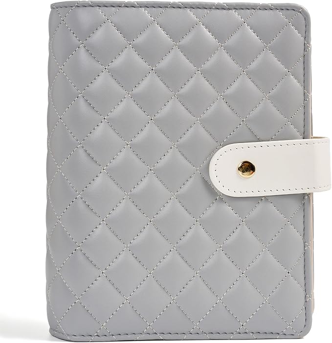 PU Leather Travel Jewelry Binder Organizer - Jewelry Boxes Case Ring Binder Storage Book with Zipper Velvet Pouches Bags for Women Gifts - Grey - Image 7