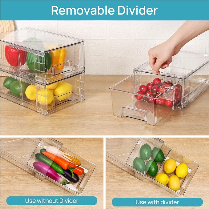 Vtopmart 8 Pack Stackable Storage Drawers,Clear Acrylic Drawer Organizers with Handles, Easily Assemble Containers for Fridge, Bathroom,Kitchen Undersink,Cabinet,Pantry Organization and Storage - Image 5