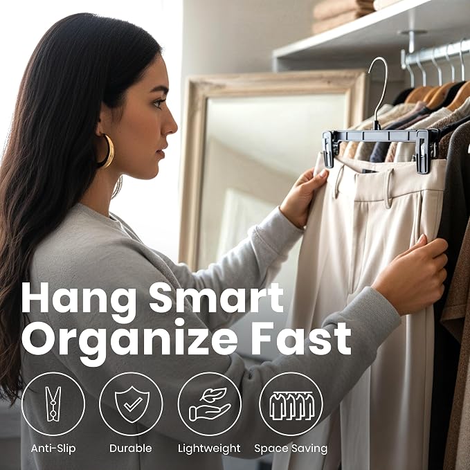 Utopia Home Skirt Hangers - 30 Pack Plastic Hangers with Clips and 360 Swivel Hook for Closet Use and Hanging Bottoms Such as Skirts Pants Jeans - Image 3