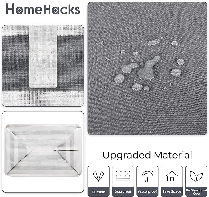 HomeHacks 3-Pack Large Laundry Basket,75L Each Waterproof, Freestanding Laundry Hamper, Collapsible Tall Clothes Hamper with Extended Handles for Clothes in the Dorm and Family-Gradient Grey - Image 5