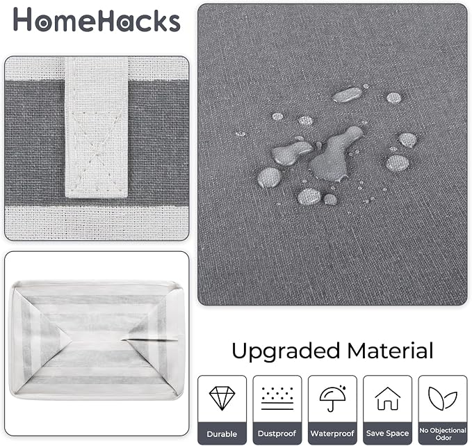 HomeHacks 2 Pack Large Laundry Baskets, Waterproof, Freestanding Laundry Hampers, Collapsible Clothes Hamper with Reinforced Handles in Laundry Room, College Dorm, Bathroom, Bedroom (Grey, 75Lx2) - Image 5