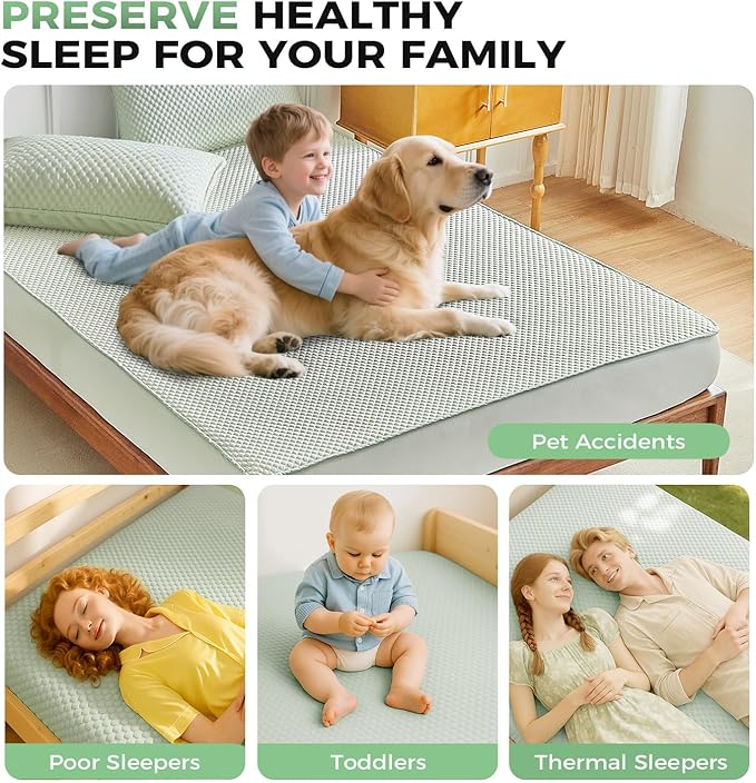 Tokokimo Premium Cooling 100% Waterproof Mattress Protector with Pillow Cases Full Size, Breathable Washable 3D Air Fabric, Soft Noiseless Deep Pocket 8''-16'', Ideal for Hot Sleepers