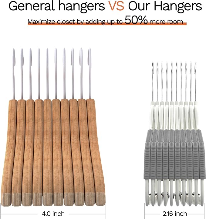 20 Pack Heavy Duty Plastic Hangers, Non Slip Clothes Hangers with Rubber Pads and 360° Hook - Thin Space Saving Hanger, Closet Organizer for Shirt, Pants, Suit, Skirt,Coat - Gray - Image 5