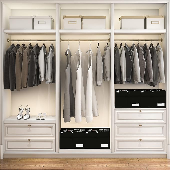 Luvhomee Shoe Storage Organizer, Fits 16 Pairs, Large Shoe Organizer Box for Closet, Clear Foldable Shoes Containers w/Bottom Support, Space Saving Shoe Cubby Storage Boxes w/Reinforced Handles, Black - Image 2