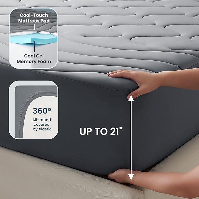 SLEEP ZONE Dual Layer 3 Inch Memory Foam Thick Mattress Topper, 2 inch Cooling Gel Memory Foam Plus 1 inch Waterproof Pillowtop Mattress Pad Cover, Comfort Support (Twin)