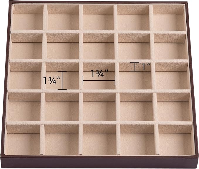 Frebeauty Earring Organizer Classic Jewelry Box 50 Slots Double Layer Jewelry Storage Case with 6 Necklace Hook and Bracelet Pocket(Dark Brown) - Image 6