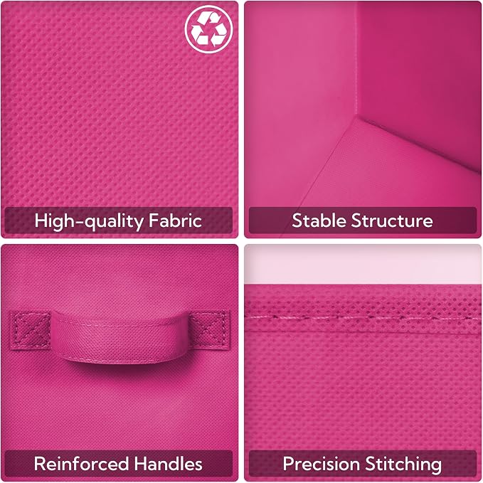 GRANNY SAYS Pink Gradient Cube Storage Bins, 11 Inch Cube Storage Organizer, Fabric Collapsible Storage Bins with Handle, Storage Cubes for Shelves, Closet, 6-Pack - Image 6