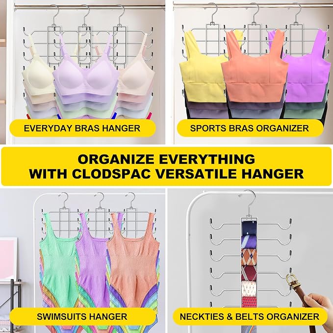 1 Pack Tank Top Hanger Space Saving, Closet-Organizer-and-Storage for Small Space, Non-Slip 6-Tier Hanging Sport Bras Holder, Dorm-Room-Essentials-for-College-Students-Girls Camisoles Swimsuits Dress - Image 7