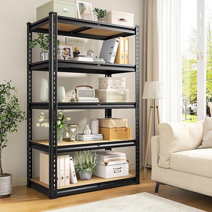 Set of 2 Storage Shelves 5 Tier Garage Shelving Heavy Duty Metal Shelving 2020LBS Adjustable Metal Shelf 59.8" H Pantry Shelf for Garage Pantry Closet Kitchen Basement 28"W x 12"D x 59.8"H,2 Pack - Image 5