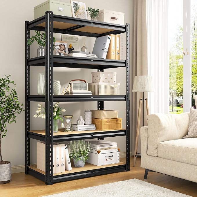 REIBII Storage Shelves 2020LBS Garage Shelving Heavy Duty Metal Shelving 5 Tier Metal Shelf for Garage Pantry Closet Kitchen Basement 28" W x 12" D x 59.8" H, 4 Pack - Image 5