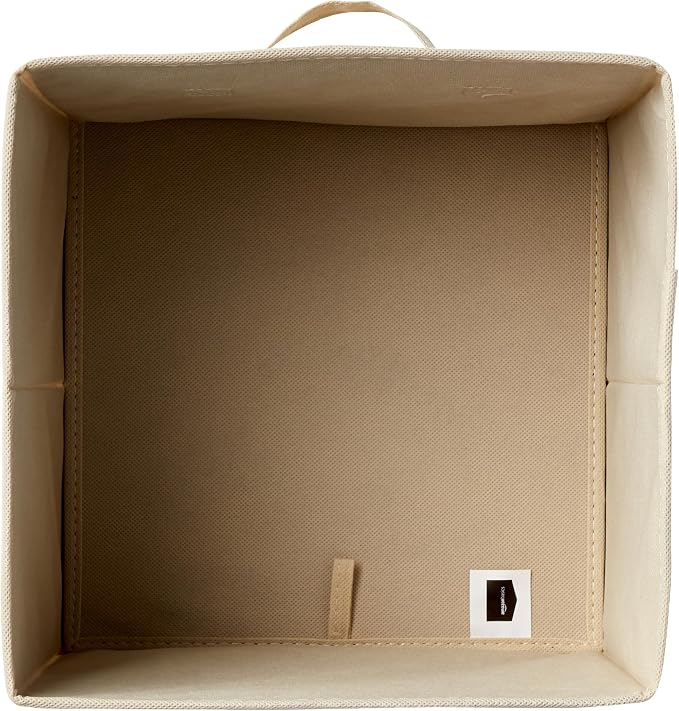Amazon Basics Collapsible Fabric Storage Cube Bins Organizer with Handles for Organization and Organizing Solution, 13"x13"x13", Beige, 6-Pack - Image 3