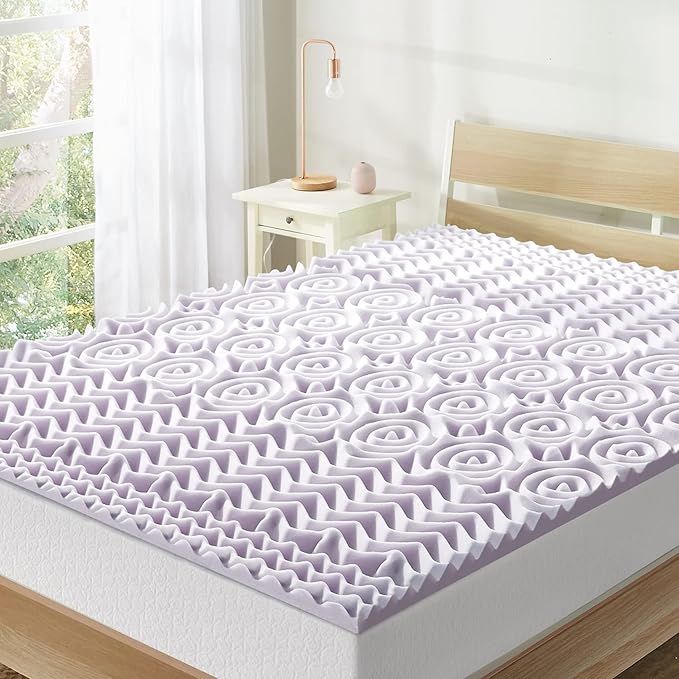 Mellow 1.5 Inch 5-Zone Memory Foam Mattress Topper, Soothing Lavender Infusion, Full