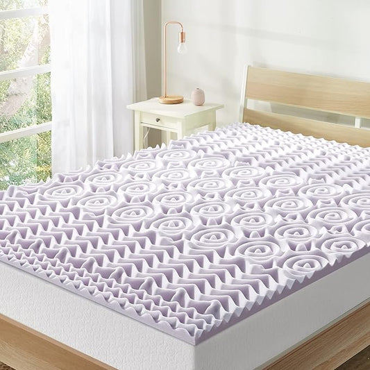 Mellow 1.5 Inch 5-Zone Memory Foam Mattress Topper, Soothing Lavender Infusion, Full