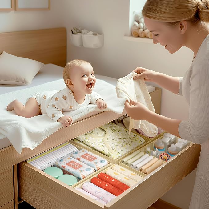 DIMJ Drawer Organizer Clothes - 18 Pack Closet Drawer Organizer Bins for Baby Clothes Storage, Fabric Dresser Organizer for Nursery Bedroom, Foldable Small Drawer Dividers for Underwear Socks - Image 2