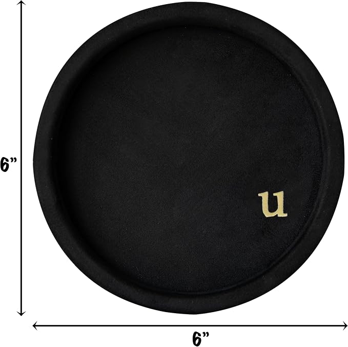 COLLECTIVE HOME - Velvet Jewelry Tray, 6" Monogrammed Jewelry Dish, Smooth Velour Display Dish for Rings, Earrings, Necklaces, Makeup, Personalized Gifts for Women (Black-u) - Image 2