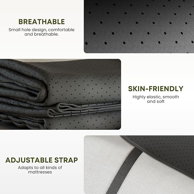 ELECTRAWAVE Grounding Mattress Cover Pad, Queen Size Earth Connected Conductive Carbon Leatherette Grounding Sheets for Better Sleep, Relieve Pain, Reduce Inflamation