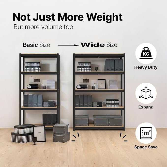 HOMEDANT House 48.1" W 5 Tier Heavy Duty Garage Shelving Adjustable Metal Rack Storage Shelves Standing Shelf Unit Organizers Industrial Warehouse Basement Black 2Pack - Image 10