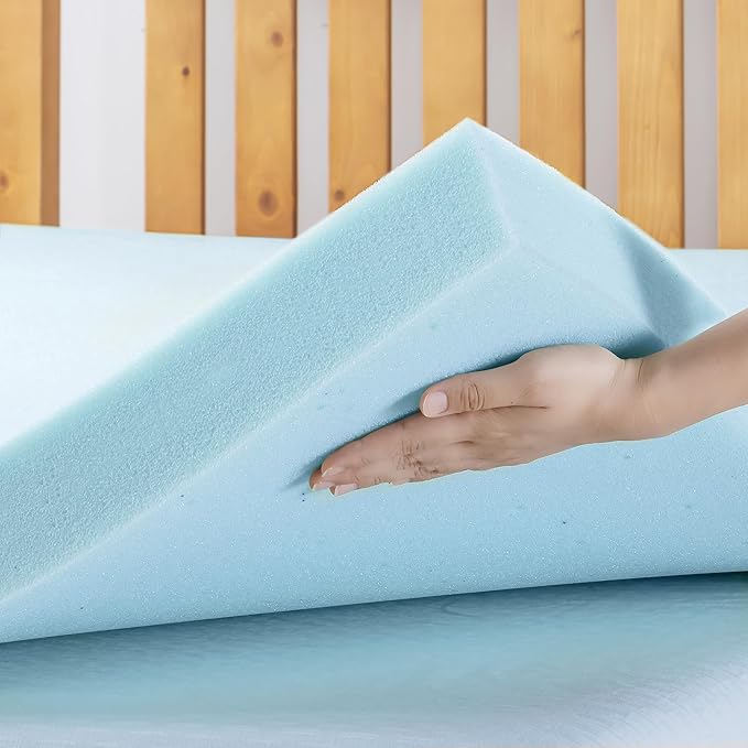 Best Price Mattress 4 Inch Ventilated Memory Foam Mattress Topper, Cooling Gel Infusion, CertiPUR-US Certified, Dorm Essentials, Short Queen