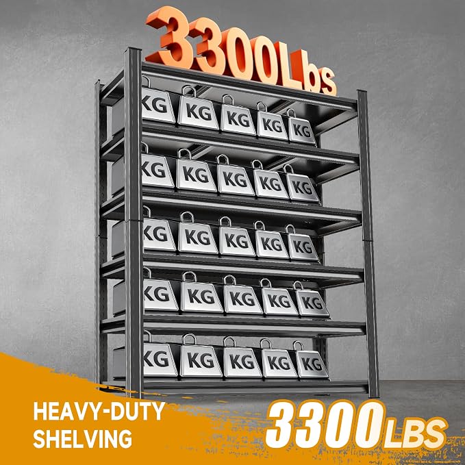 82" H Garage Shelving, 6 Tier Heavy Duty Metal Garage Storage Shelves, 3000 lbs Adjustable Standing Shelf and Double-Layer Posts for Garage,Warehouse,Basement, Kitchen,Thickened(82×40×18in) - Image 7