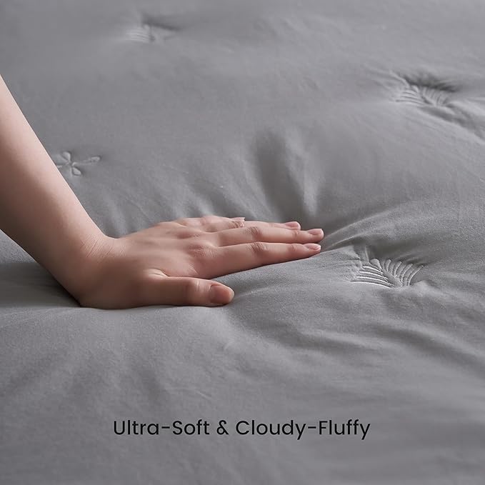 Simple&Opulence Cooling Quilted Mattress Pad – Fitted Sheet Mattress Protector Cover with Elastic Corners, Soft & Breathable, 16 Inch Deep Pocket (Dark Grey,Full)