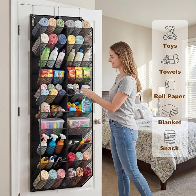 UVIAHOMI 20-30 Pairs Over the Door Shoe Organizer, Breathable Pocket Hanging Shoe Storage for Closet, 10-Tier Door Shoes Rack, Handing Shoes Holder Fit All the Family's Sneakers, Boots, Heels, Black - Image 6