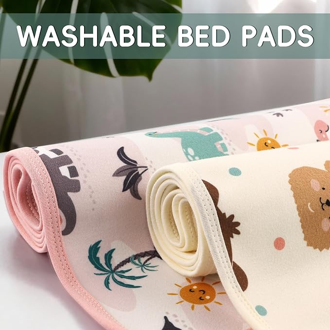 Pee Pads for Kids Waterproof Crib Pad - Reusable Potty Training Pads for Bed, Washable Toddler Mattress Pad Protector, Unisex for Toddlers Adults Elderly & Pets(Cute Bear, 39 x 54 Inch)