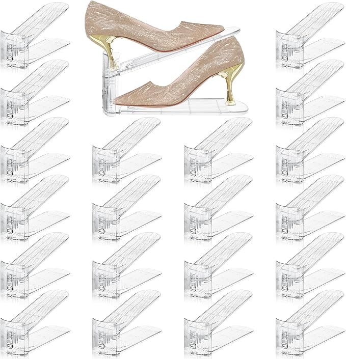 FENRUNXU Shoe Slots Organizer for Closet,36 Pack Shoe Stacker Shoes Rack Organizer for Closet Space Saver Storage Shoe Holder Organization(Transparent) by FENRUNXU
