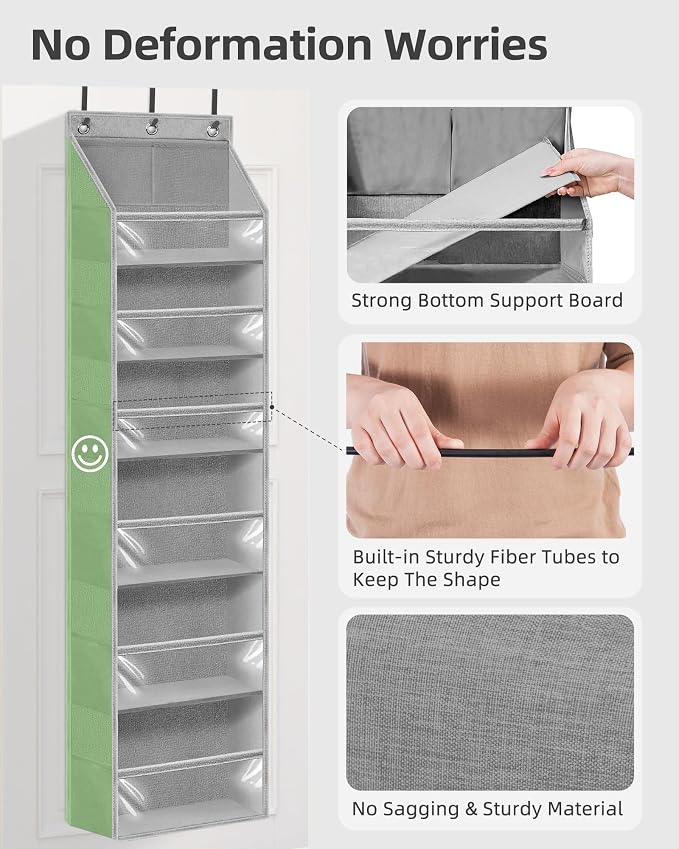 STORAGE MANIAC Over the Door Organizer Large Capacity Hanging Organizer, Clear Deep Pockets Behind Door Closet Organizer and Storage for Nursery, Bathroom, Bedroom, Pantry, 1 Pack Grey - Image 3