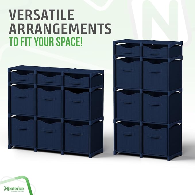 Cube Storage Organizer with Storage Bins Included - The Perfect Closet Organizers and Storage Solution. Includes 9 Storage Cubes, Great For Toy Storage, Closet Storage, Clothes Storage (Navy) - Image 6