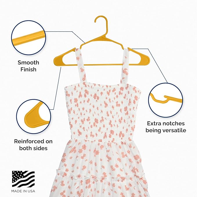 Closetselect Plastic Hangers 50 Pack - Space Saving Clothes Hangers, Made in USA, Durable & Strong Plastic Shirt & Coat Hanger with Notches & Shoulder Grooves, Non-Slip Hangers | Scoreboard Yellow - Image 5