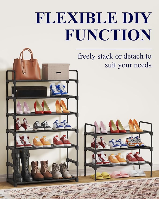 Kitsure Shoe Rack for Closet, Sturdy Shoe Storage for Entryway, Space-Saving Shoe Rack Small and Shoe Shelf, 27.6" Wide, Black - Image 7