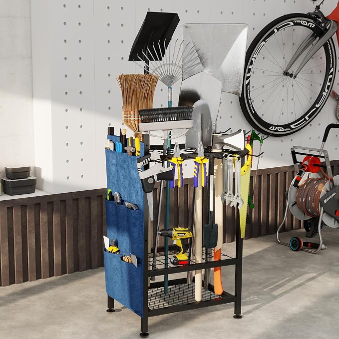 Garden Tool Organizer, Garden Yard Tool Rack for Garage, Garage Organization and Storage, Metal Yard Tools Storage up to 46 Tools/Rake/Broom/shovel/, Suitable for Garage, Yard, Patio, Shed - Image 8