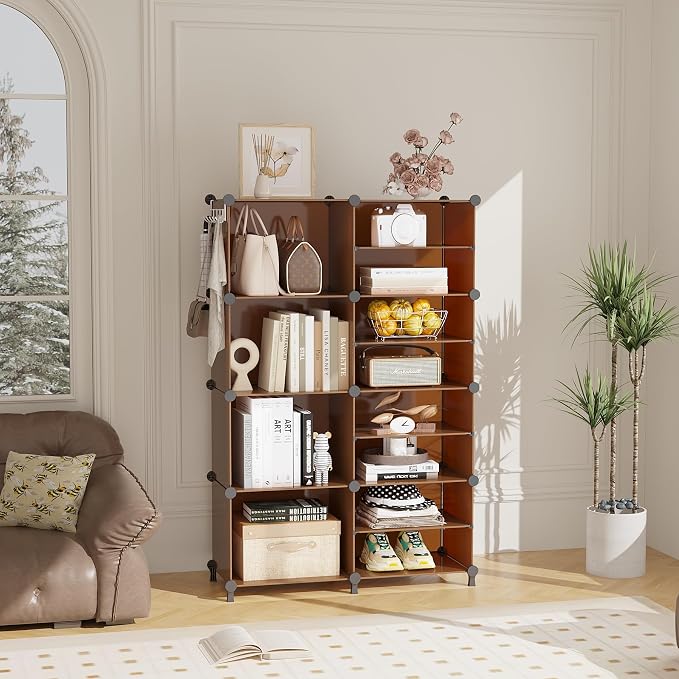 AWTATOS Closet Organizer 8 Cube Storage Shelves Clothes Organizers Closet Storage Stackable Cubby Shelving for Closet Bedroom Living Room Office Cocoa Brown - Image 2