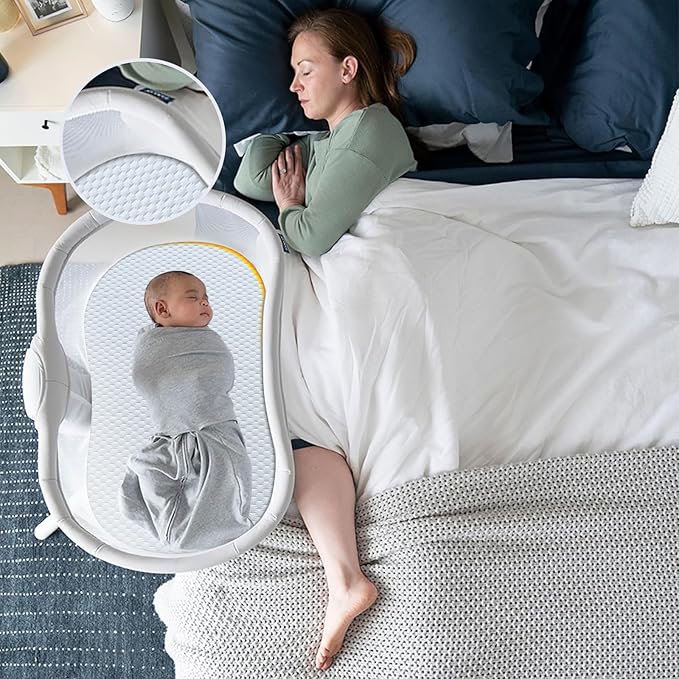 Lisara Baby Bassinet Mattress, 33" x 22" Dual Sided Gel Memory Foam Mattress with Waterproof, Removable and Breathable Ice Silk Cover, Fit for Fodoss Bassinet