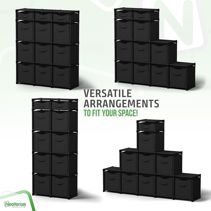 Cube Storage Organizer with Storage Bins Included - The Perfect Closet Organizers and Storage Solution. Includes 12 Storage Cubes, Great For Toy Storage, Closet Storage, Clothes Storage (Black) - Image 5