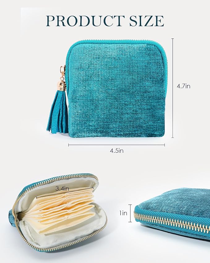 COOLYOUTH Travel Jewelry Case Organizer for Women Portable Jewelry Box with Small Pouches Mini Jewelry Bag for Rings, Bracelets, & Bangles with Smooth Metal Zipper (Mint Blue) - Image 5