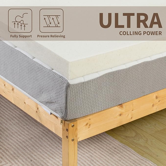 Greaton, 1-Inch Copper-Infused Memory Foam Mattress Toppers, Cooling and Pressure Relieving with Airflow Design, King, Beige