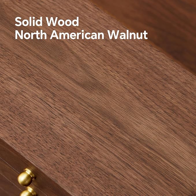 Wooden Jewelry Box for Women & Men, Large Velvet Lined Organizer with 3 Drawers, Solid Black Walnut Wood & Brass Handles, Earring Ring Necklace Storage Box - Image 5