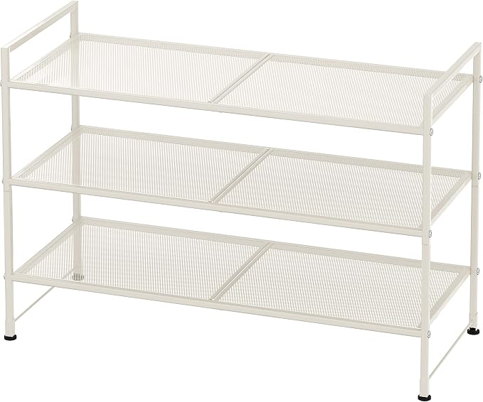 Simple Houseware 3-Tier Stackable Mesh Shoe Rack, White by SimpleHouseware